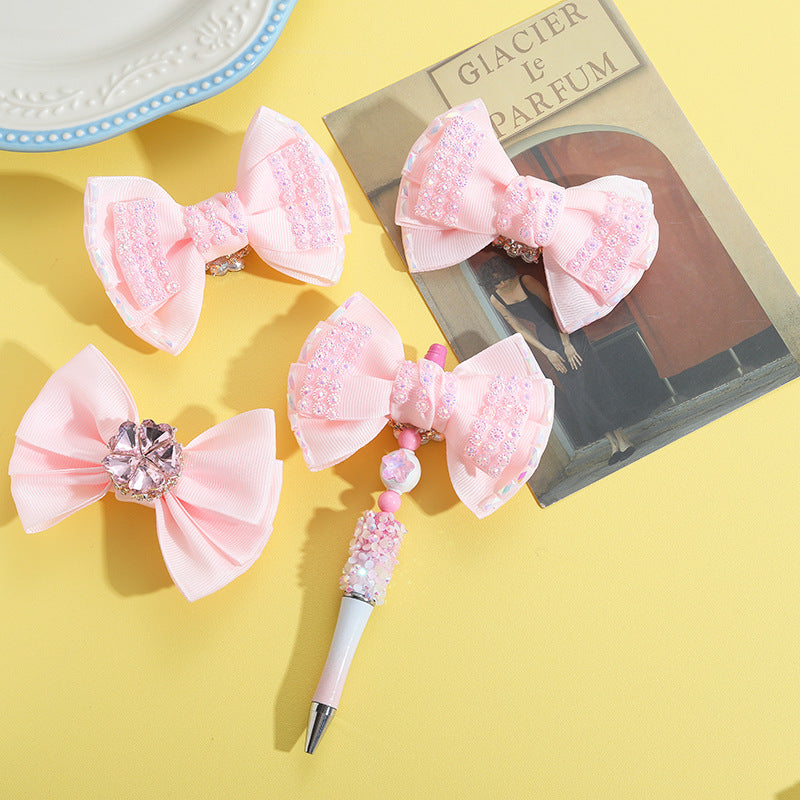 Wholesale 10pcs Acrylic Heavy Industry Beads Handmade Press Drilled Loose Beads Beaded Bows DIY