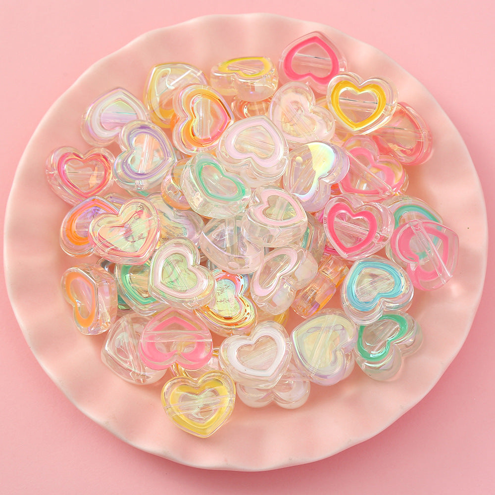 Wholesale 10pcs Colorful Acrylic Love Heart Beads
