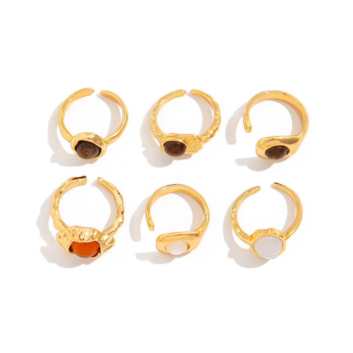 Wholesale  Design Liquid Lava Flower Open Ring Baroque  Pearl Inlaid Gemstone Ring