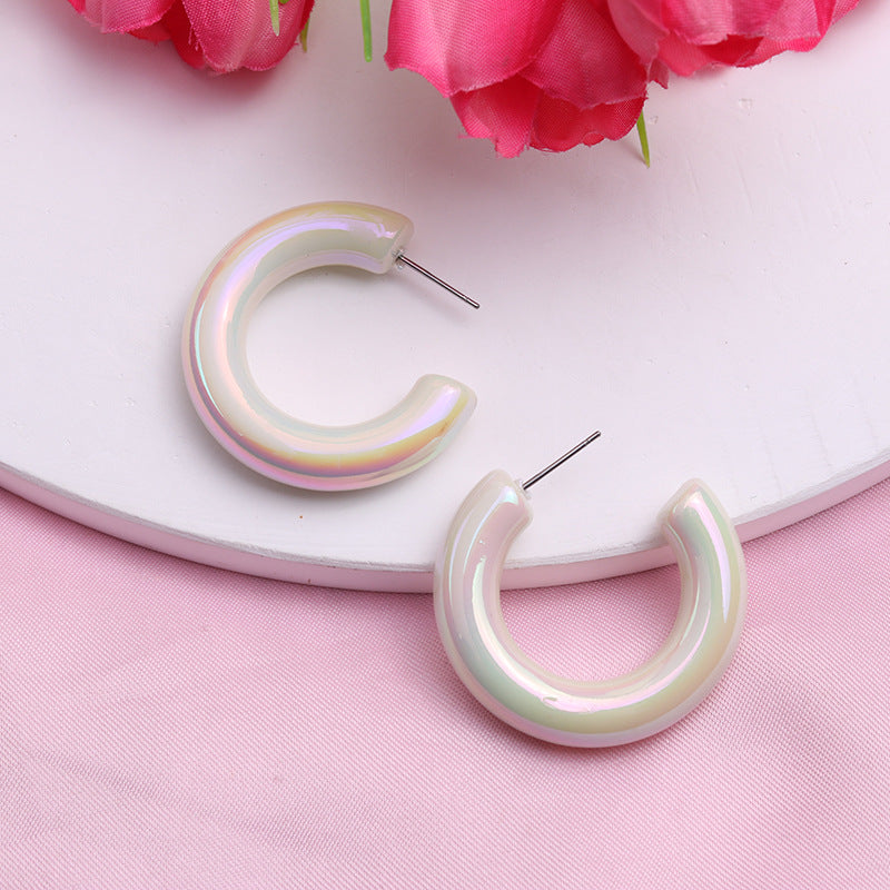 Wholesale 2pairs/pack Fantasy Fluorescent Color C-ring Acrylic Earrings
