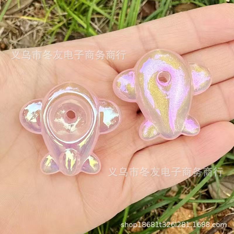 Wholesale 20pcs/pack Acrylic Beads with iridescent UV glitter starry sky effect straight holes.