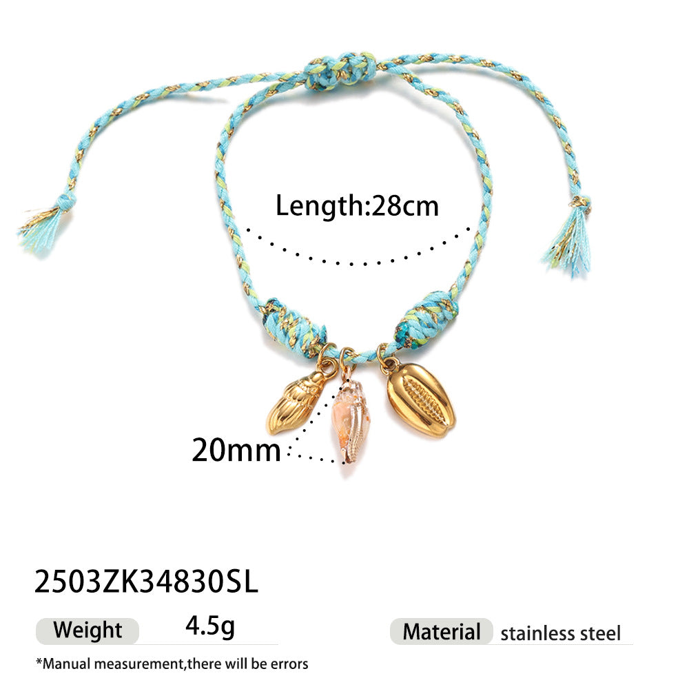 Wholesale Taina' s New Creative Ocean Series Stainless Steel Bracelet Girls Ceramic Conch Titanium Steel Pendant Shell Hand Jewelry
