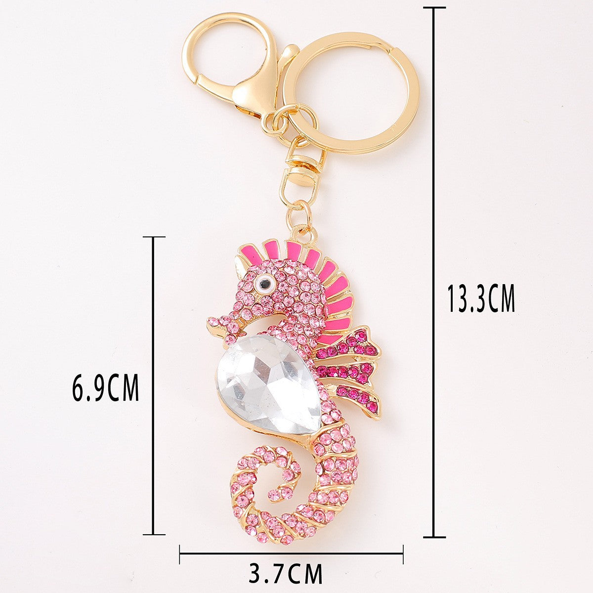 Wholesale 4pcs Seahorse marine animal diamond studded metal keychain