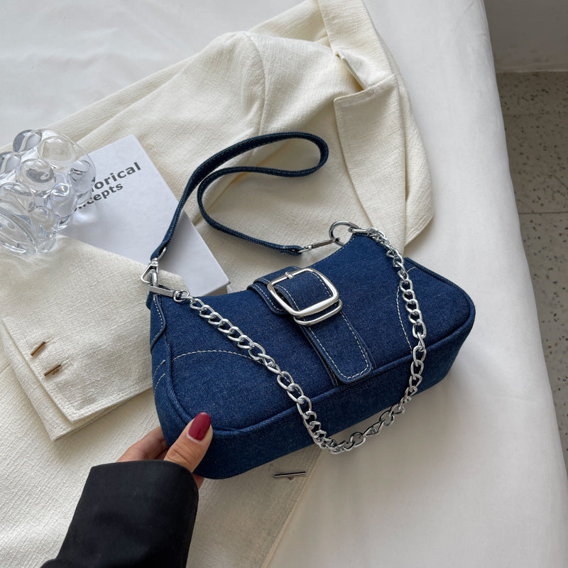 Wholesale Denim One Shoulder Underarm Square Bag