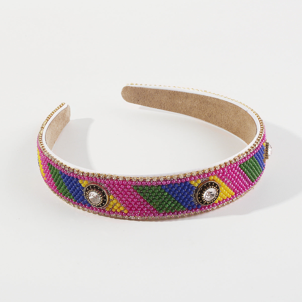 Wholesale Colored Diamond Studded Rice Bead Hairbands