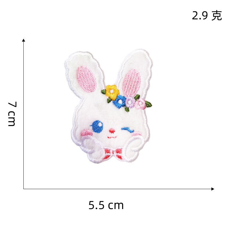 Wholesale Cute self-adhesive plush rabbit DIY Patches
