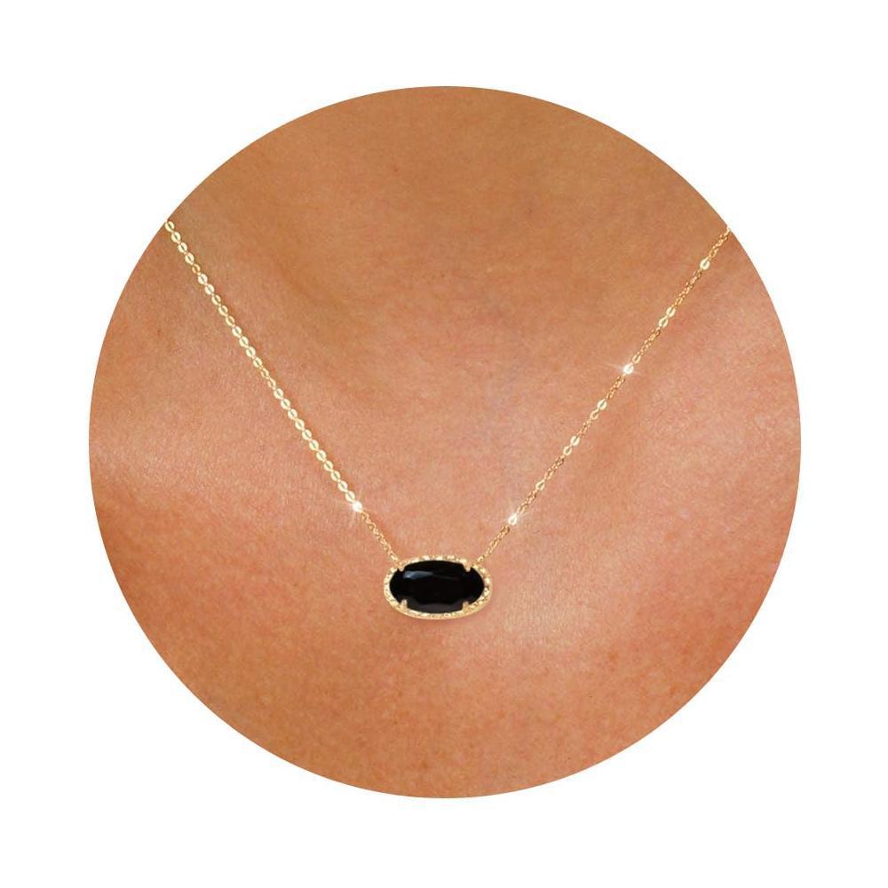 Wholesale Colored zircon natural stone oval necklace