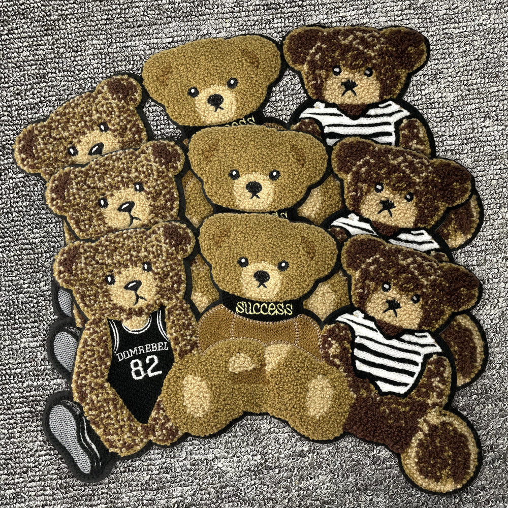 Wholesale Trendy Cartoon Bear Towel Embroidery Patch DIY Craft Supply For Coat Decoration Fashion Accessory For Resale