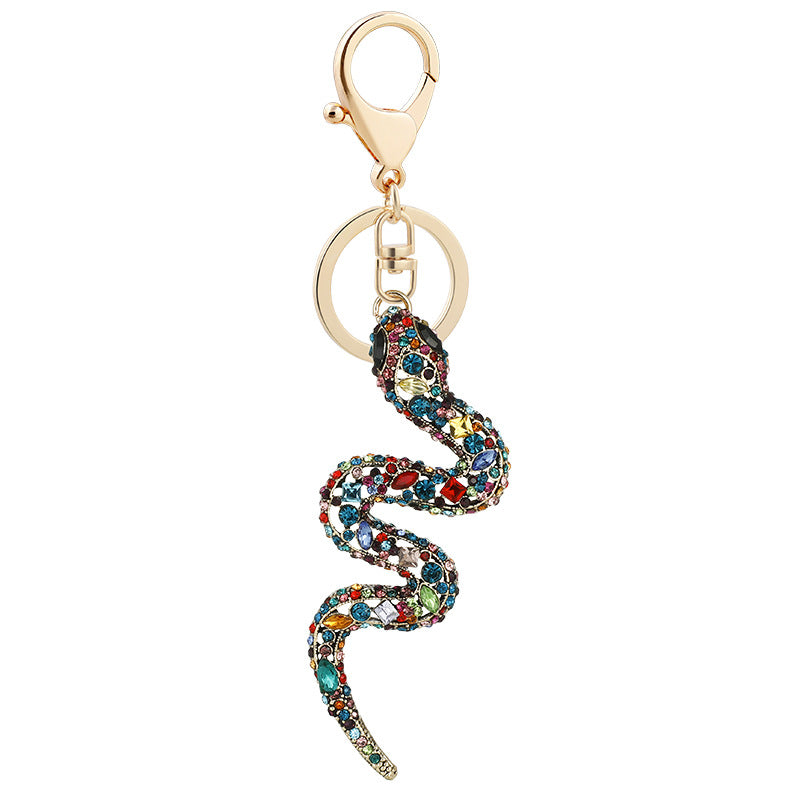Wholesale Retro twelve Zodiac diamond snake car pendant creative colorful snake keychain bag ornaments small gift