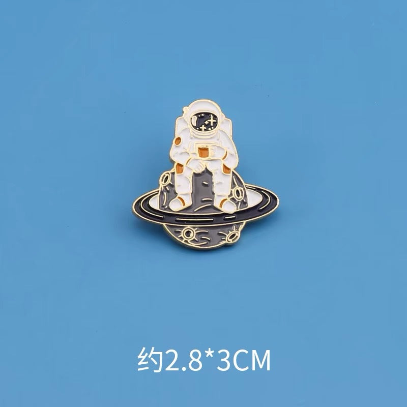 Wholesale Astronaut Brooch  Cute Space Planet Astronaut Metal Brooch