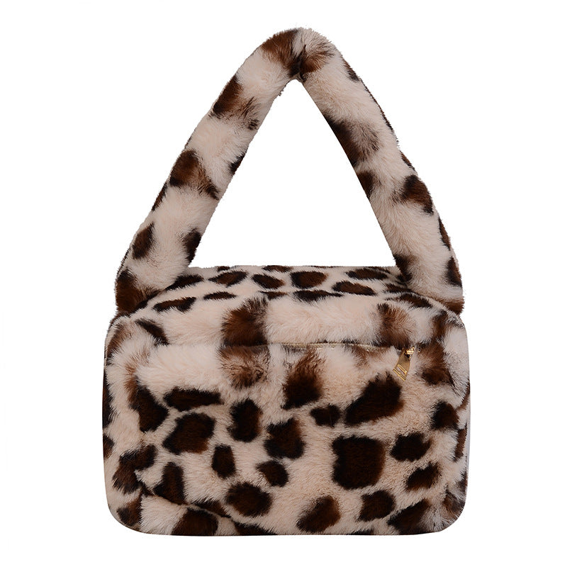Wholesale Plush Leopard Crossbody Bag