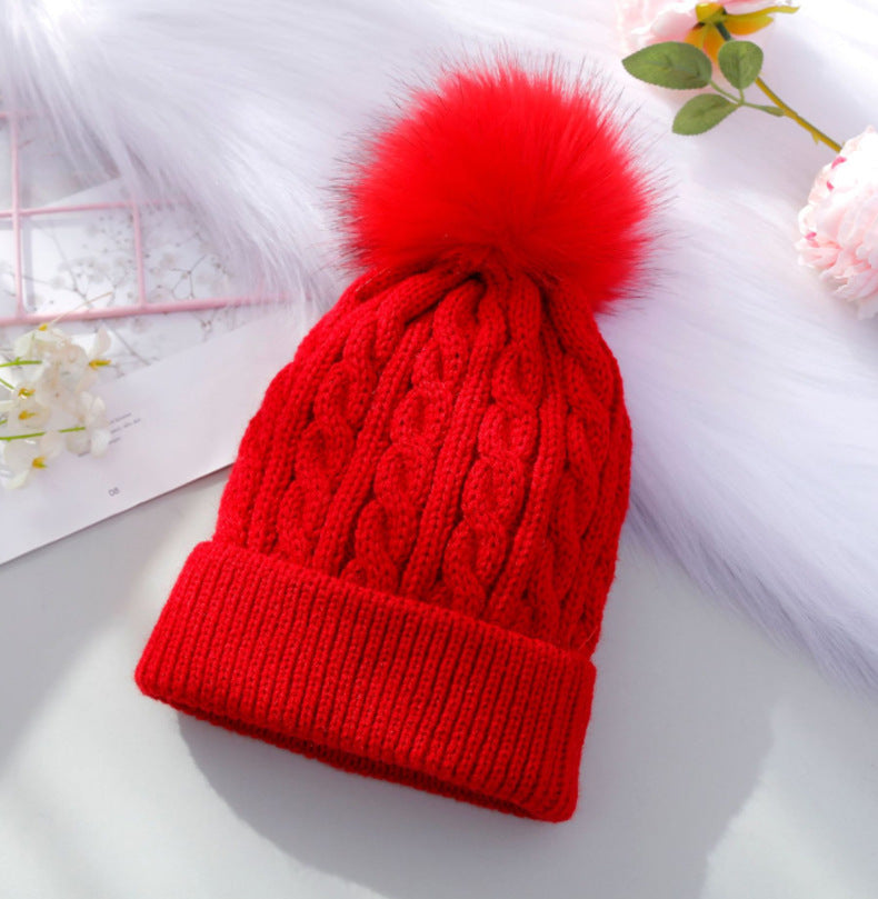 Wholesale Children's Hats Autumn and Winter Knitted Wool Ball Beanie