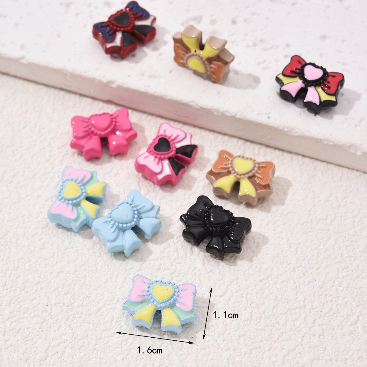 Wholesale 10PCS/PACK Candy Colored Alloy Bow Beads