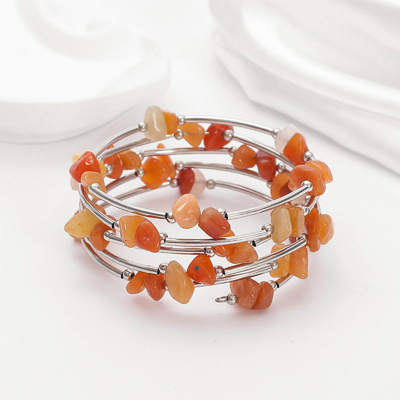 Wholesale Turquoise mixed multi-layered stone bracelet Layered Bracelet Set