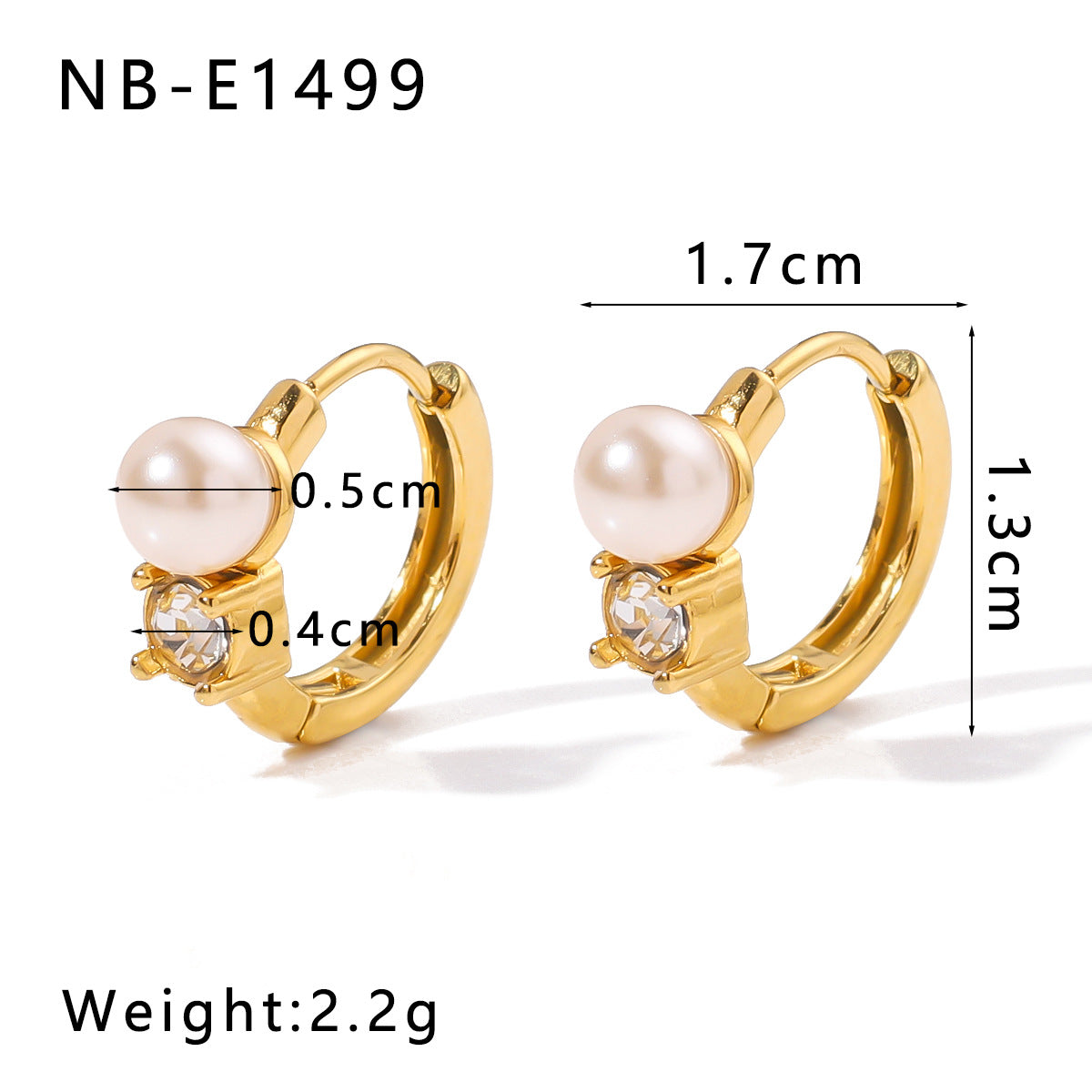 Wholesale 18K Gold Plated Flower with Diamond and Pearl Ear Ring