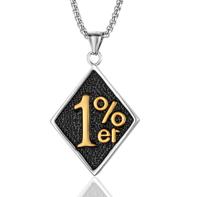 Wholesale Titanium Steel Necklace 1% er Number Men' s Pendant Necklace