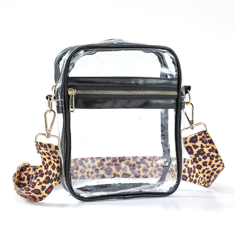 Wholesale Transparent PVC Leopard Print Western Style Single Shoulder Crossbody Bag