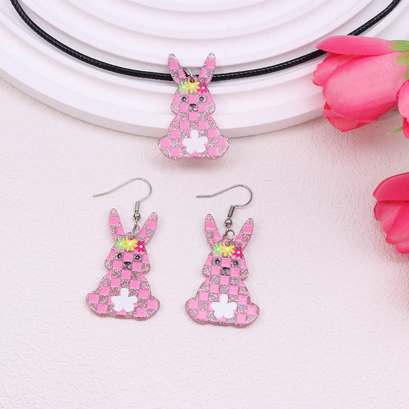 Wholesale Easter rabbit colored printed Easter egg acrylic earrings