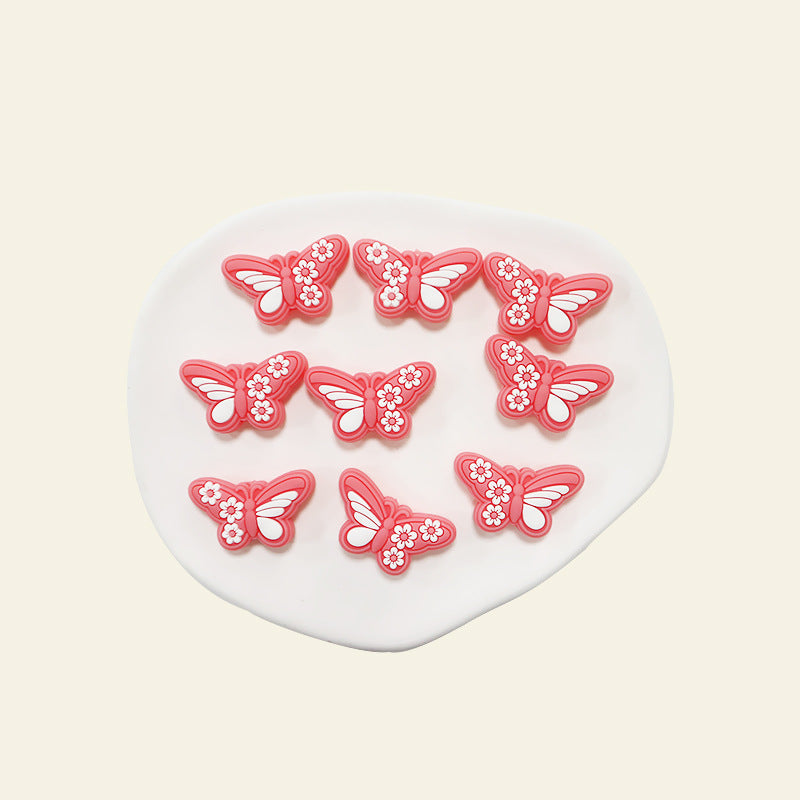 Wholesale silicone beads new epoxy butterfly loose beads baby teether anti-drop chain accessories  Focal Beads