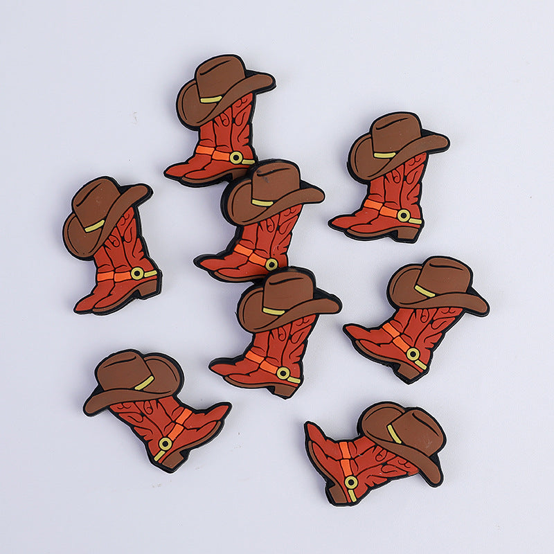 Wholesale 20pcs denim boots silicone beads  beaded pen accessories diy bracelet pendant jewelry loose beads