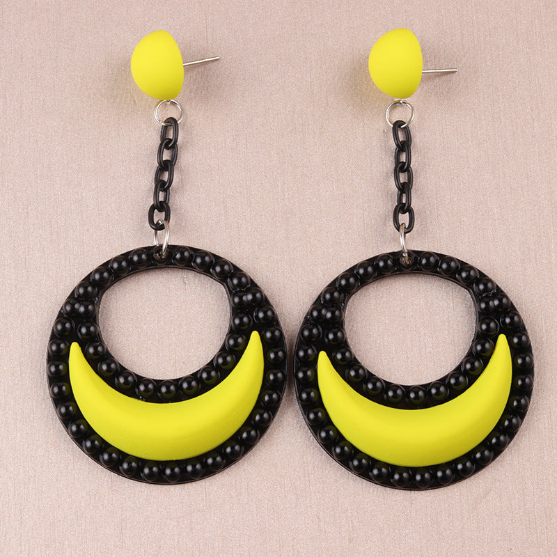 Wholesale Exaggerated Candy Color Three-Dimensional Crescent Acrylic Earrings
