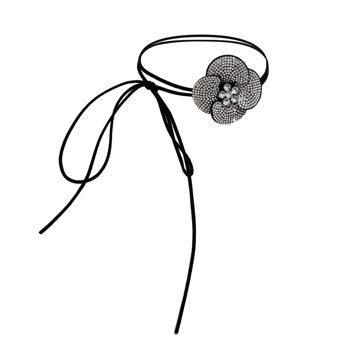 Wholesale Vintage Full Diamond Choker Velvet Flower Necklace