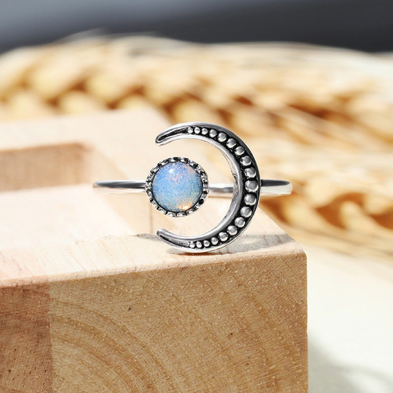 Wholesale Moon Sun Open Adjustable Moonstone Ring