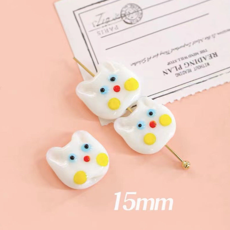 Wholesale 10pcs cat Bead DIY Through Hole Perforated Beads