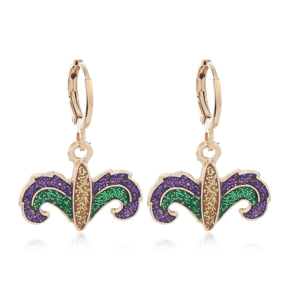 Wholesale Carnival Flash Iris Flower Mask  Crown Trendy Fashion All-match Earrings