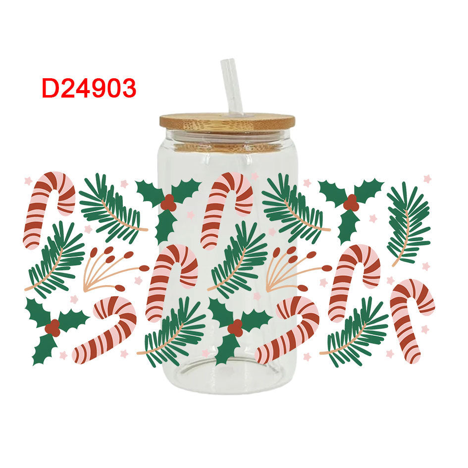 Wholesale Cartoon Christmas Little Snowman Antler 16oz Cup UV DTF Wraps