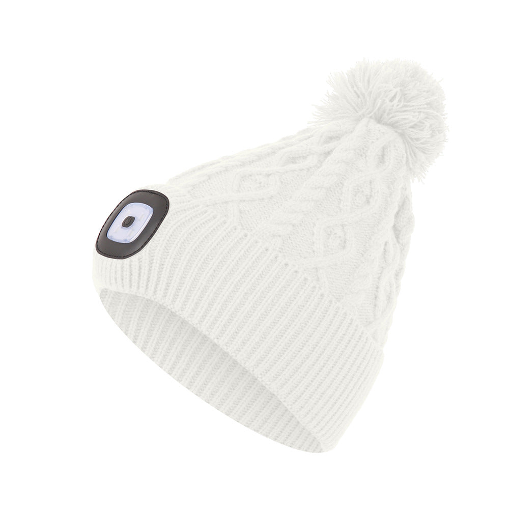 Wholesale Wool Cap LED Luminous USB Charging Wool Ball Knitted Cap