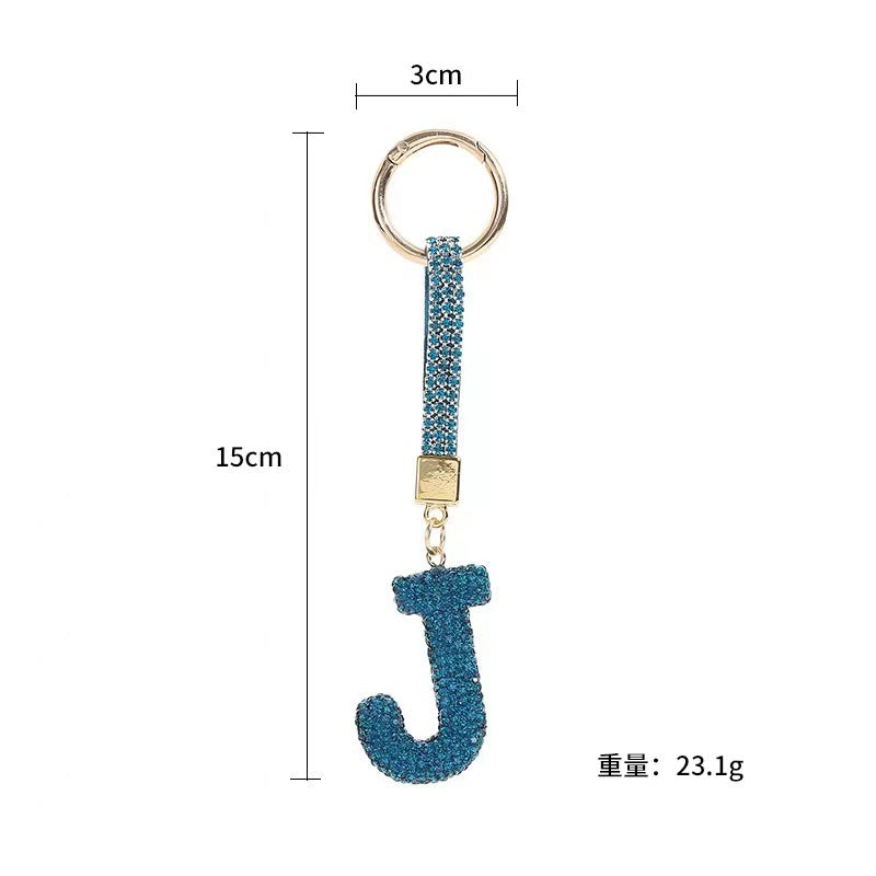 Wholesale Full Diamond Clay Letter J Keychain