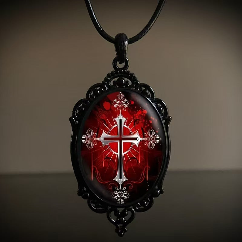 Wholesale Time Gem 18x25mm Vintage Dark Glass Necklace