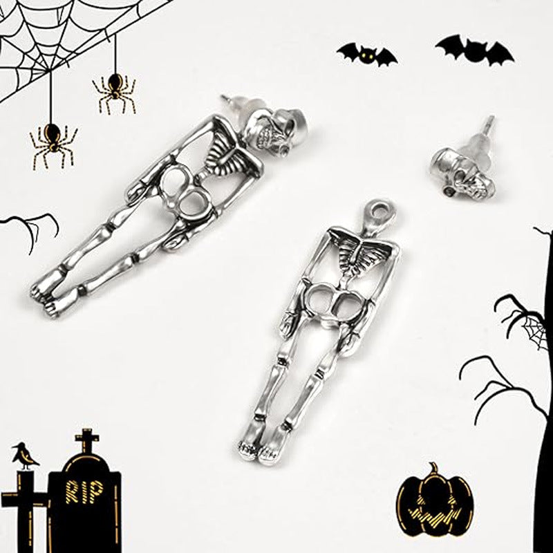 Wholesale Zinc Alloy  Skull Earrings For Women Dark Punk Skeleton Dangle Earrings Party Jewelry Gift