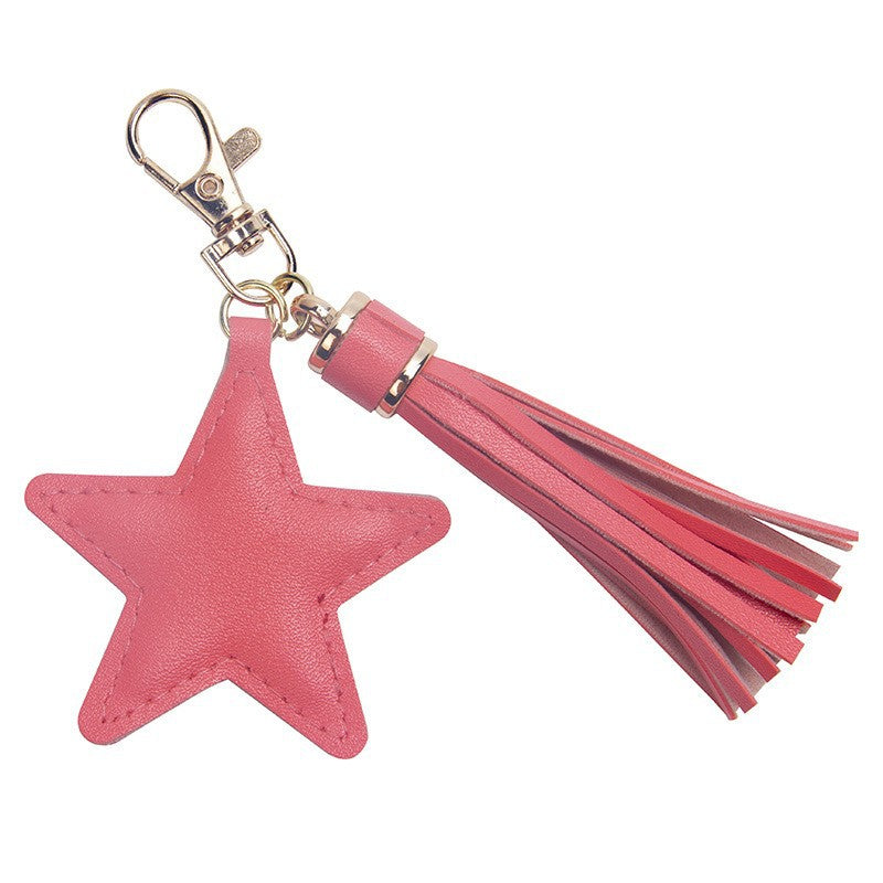Wholesale Five-pointed Star Tassel Leather Keychain