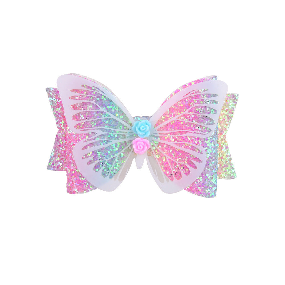 wholesale Fabric Glitter Bow Hair Clip