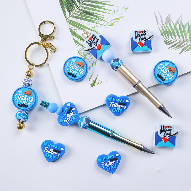 Wholesale 20PCS Father's Day Heart Shaped Silicone Beads