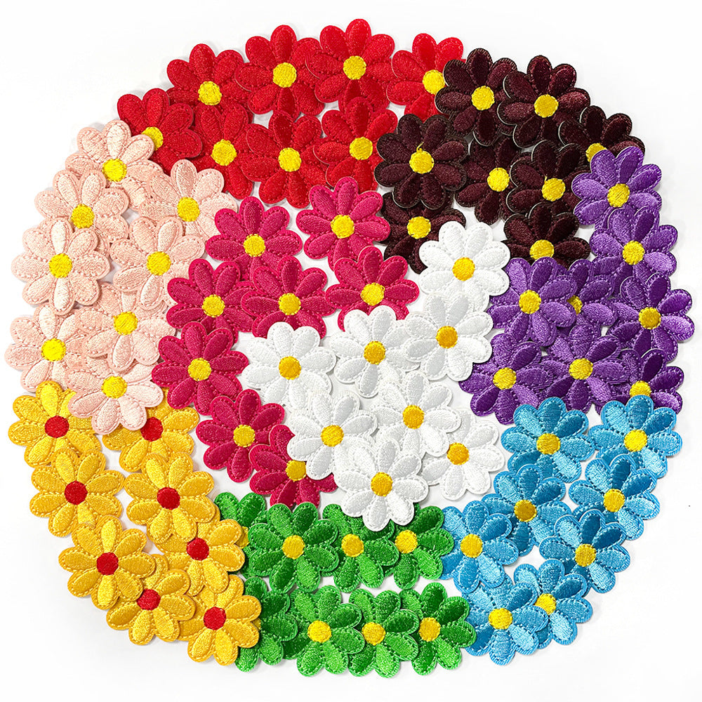 Wholesale Adhesive Backed Embroidered Patch With Colorful Sunflower Design For Coats Fashion Accessory