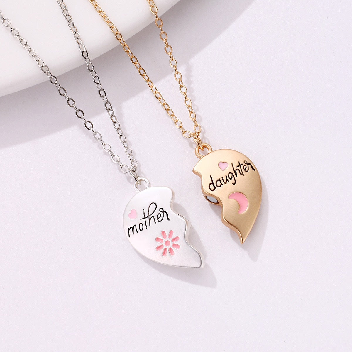 Wholesale Mother' s Day Parent Child Alloy Drip Oil Necklace