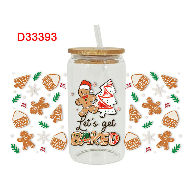 Wholesale Cute Christmas tree 16oz Cup UV DTF Wraps