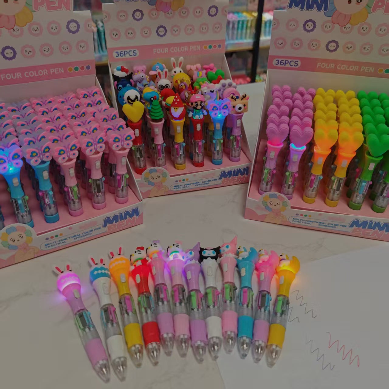 Wholesale 2pcs  Supply Cartoon Mini Four Color Pen special