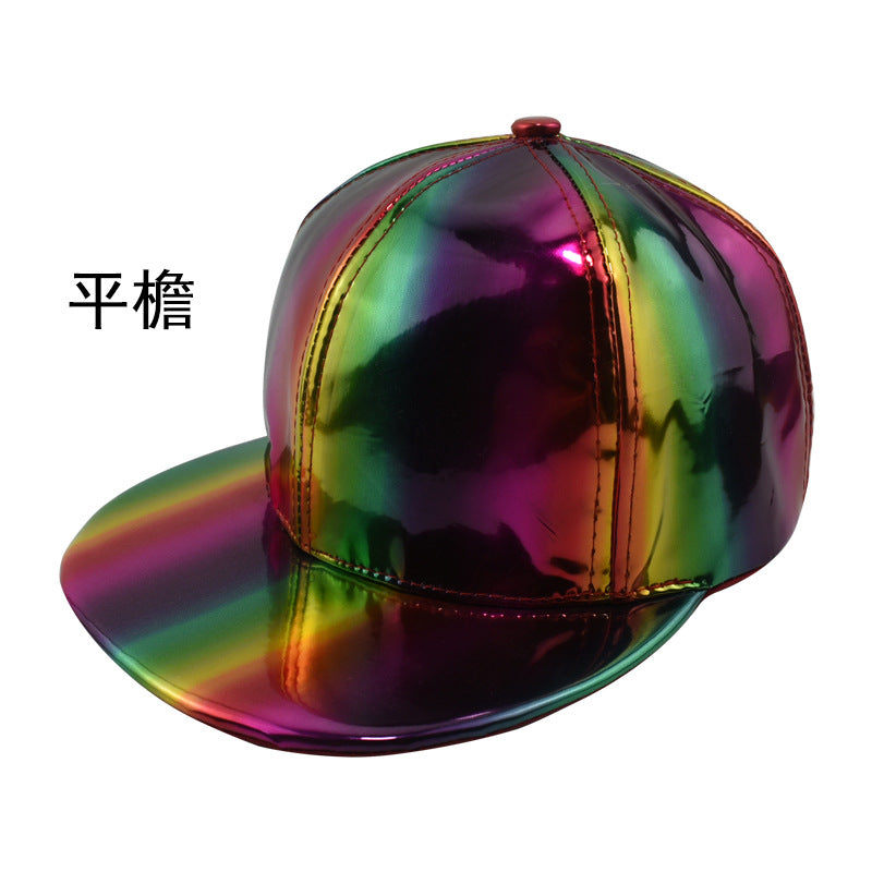 Wholesale new PU leather colorful baseball cap men's street personality cap women's curved brim face small hat