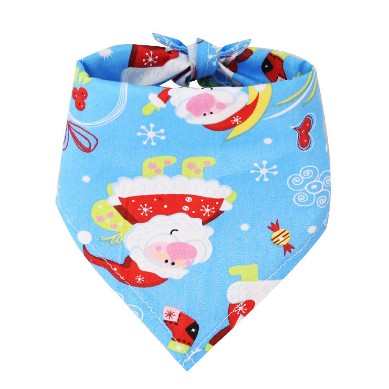 Wholesale Pet Large and Medium Dogs Dogs Cats Christmas Cotton Print Dress Triangular Bibs Decorative Bibs