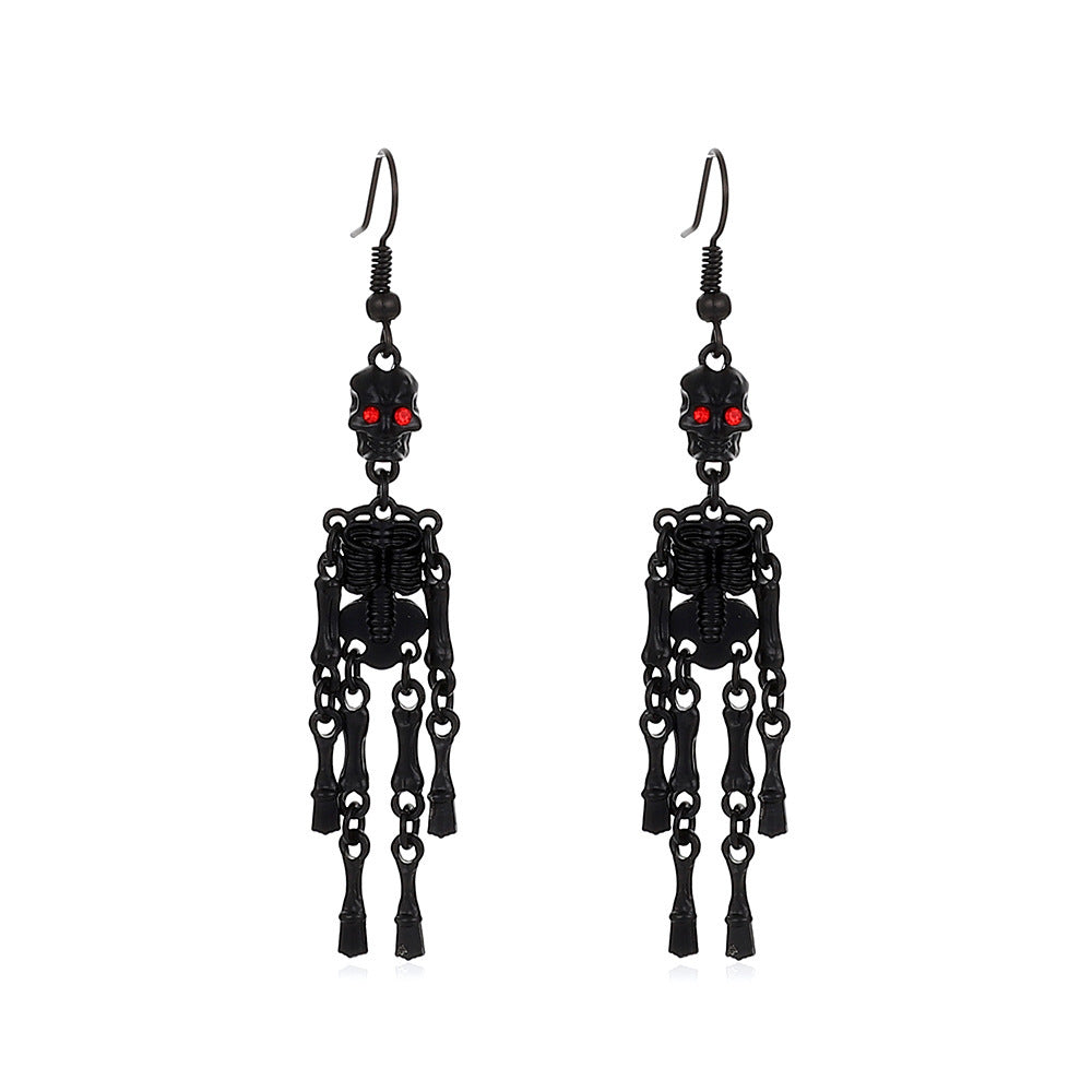 Wholesale Gothic Punk Skull Earrings Hollow Ghost Skeleton Dangle Earrings  Jewelry Accessory Chic Party Gift For Boutique Resale