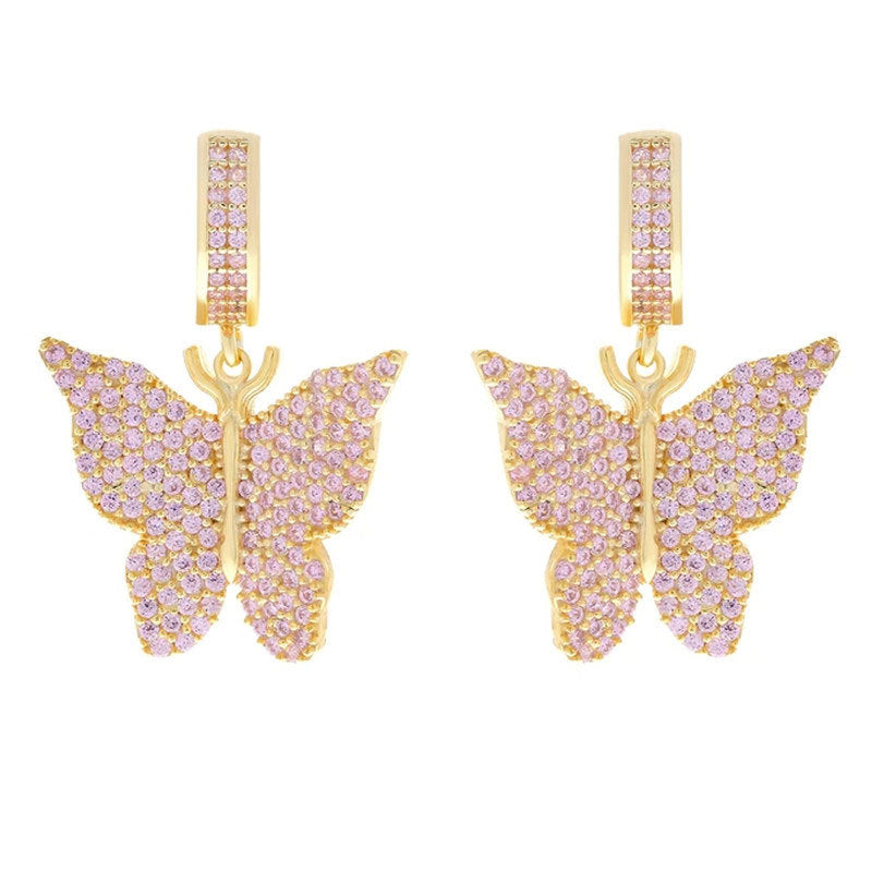 Wholesale Copper Micropaved Zircon Butterfly Earrings