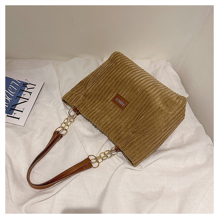 Wholesale Corduroy Large Capacity Casual Style Simple and Western Commuter Shoulder Bags