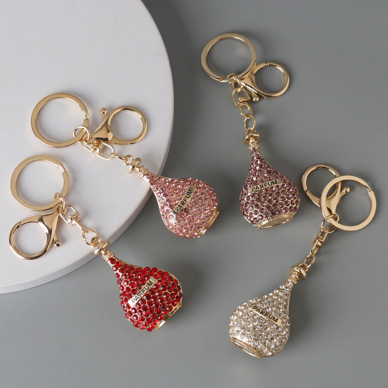 Wholesale Creative Diamond Perfume Bottle Keychain