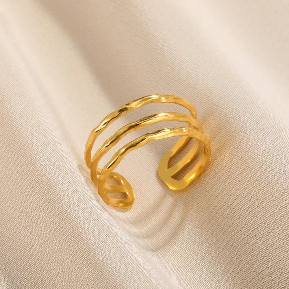 Wholesale stainless steel geometric ring niche design adjustable ring