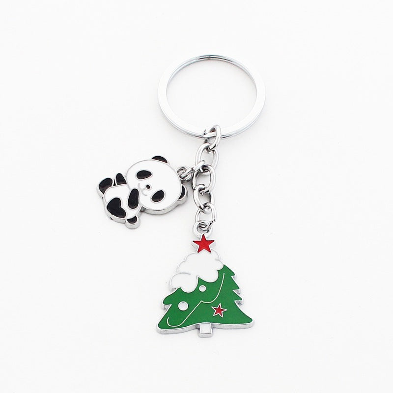 Wholesale Christmas Santa Claus Christmas Hat Drop Oil Zinc Alloy Keychain