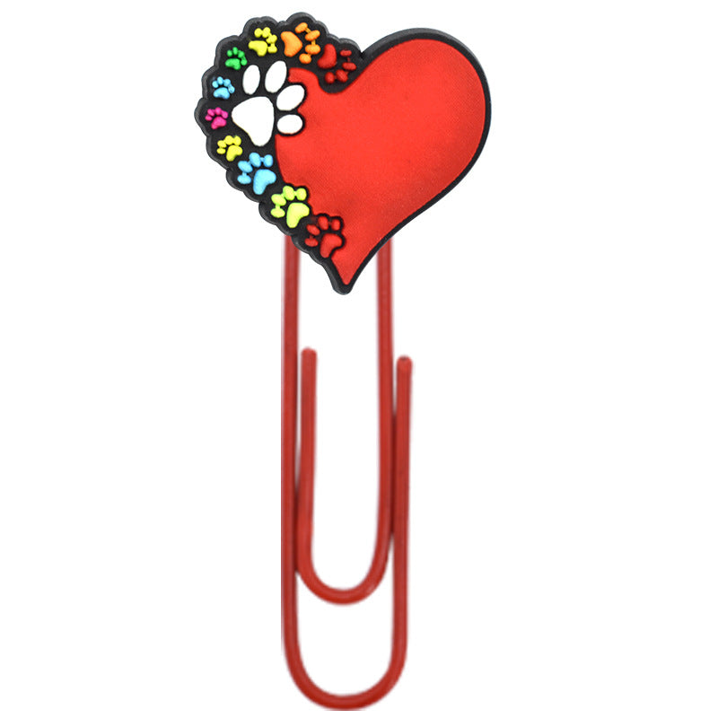 Wholesale Random 50pcs Cute colo  dog claw footprints paper clips metal bookmarks